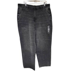 SO Womens Black Baggy Jeans Highest Rise Slouchy Fit Tapered Leg 18W Pleated